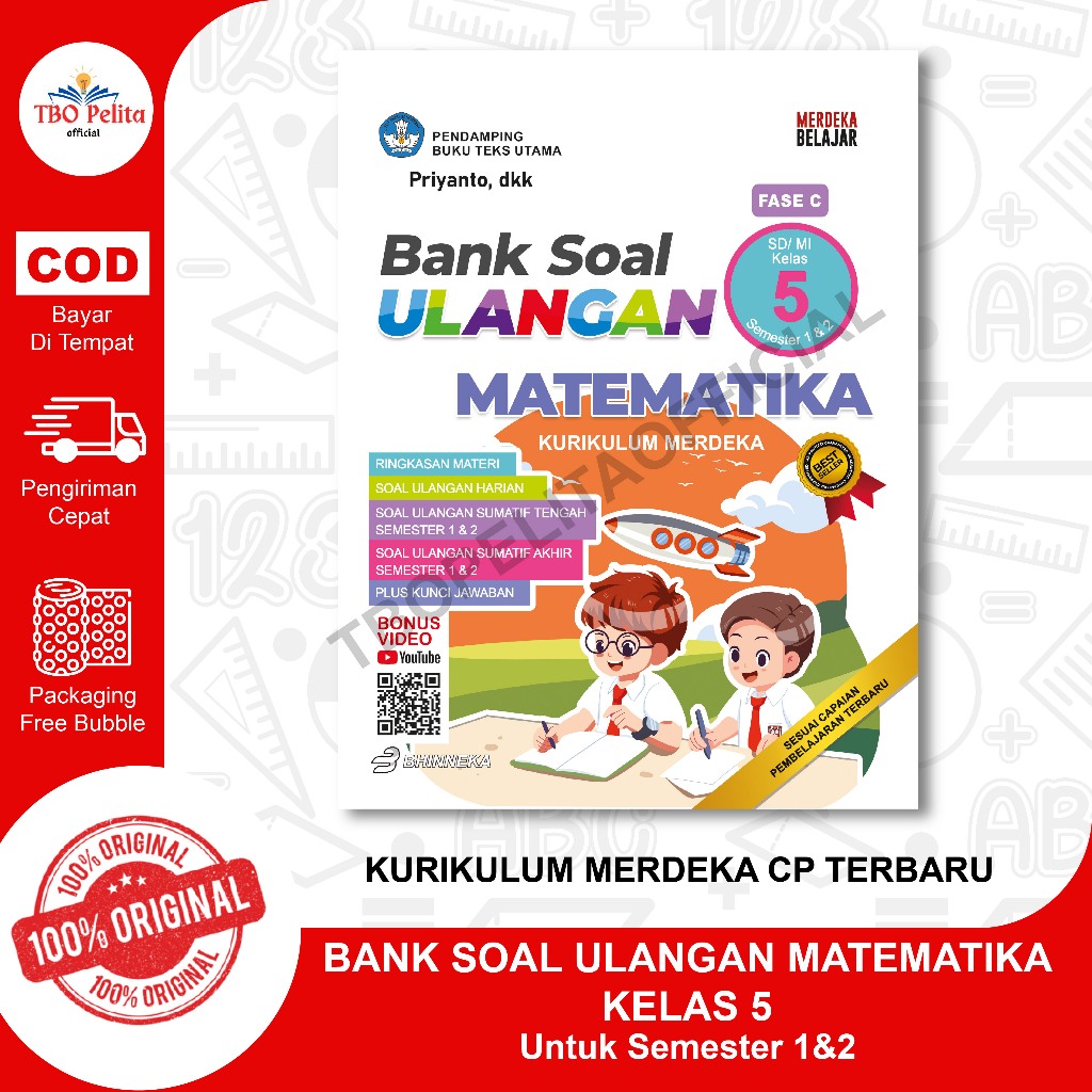 Bank Soal MATEMATIKA  SD/MI Kelas 5 (1 Buku isi Semester 1&2) Kurikulum Merdeka  [CP TEBARU]