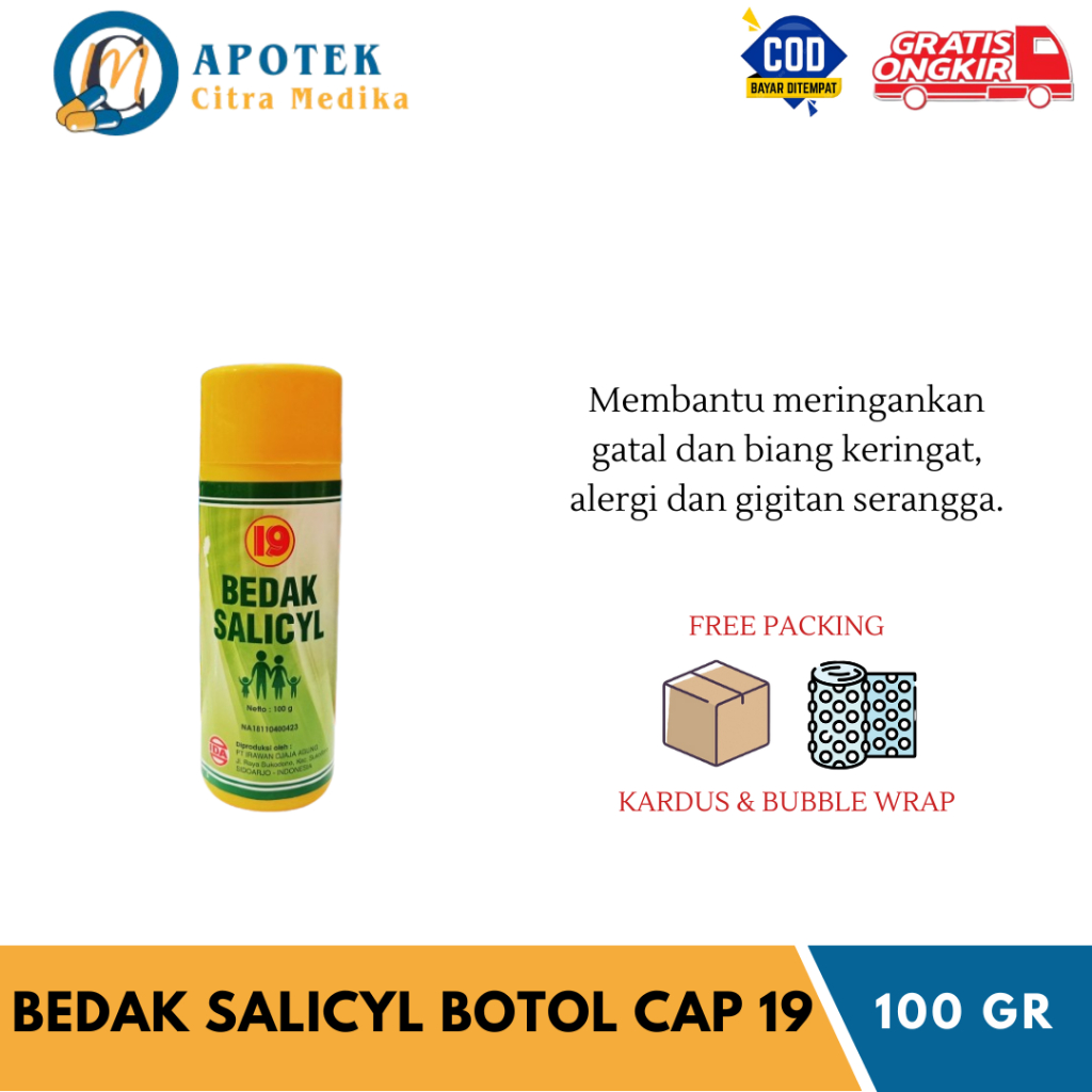 Bedak Salicyl Botol 100gr Cap 19 - Bedak gatal biang keringat
