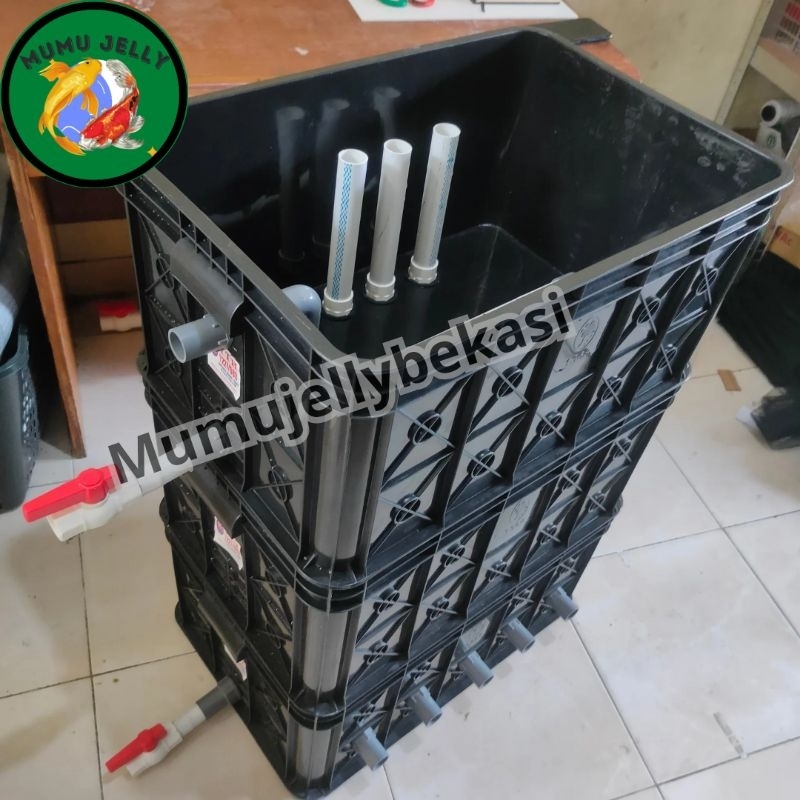 TRICKLE FILTER BOX JUMBO FILTER KOLAM KOI 3 SUSUN (HITAM)TANPA MEDIA