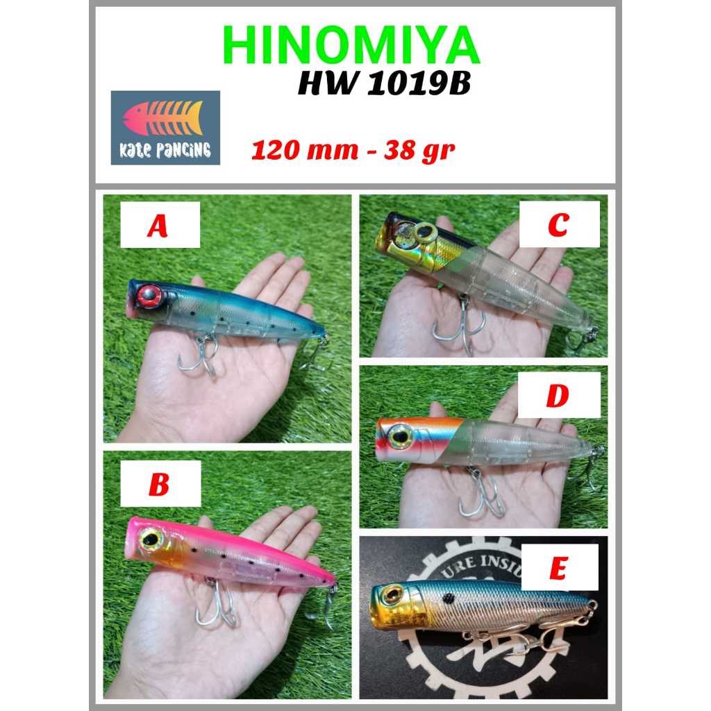 Umpan Hinomiya 120mm - 38gr HW1019B - Umpan Lure Popper Hinomiya Original (Pilih Warna)