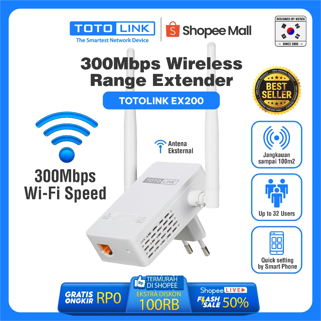 TOTOLINK EX200 - Range Extender / Repeater 300Mbps Wireless - TOTOLINK Official Store