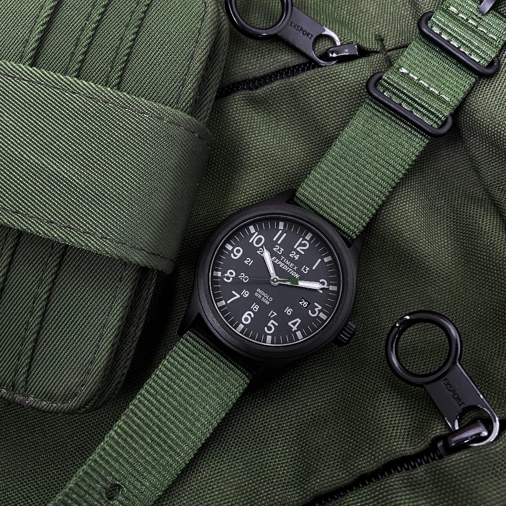 [Jam Favorit Presiden RI-8] Jam Tangan Pria Timex Expedition Scout  Original 100% Canvas Sport Black