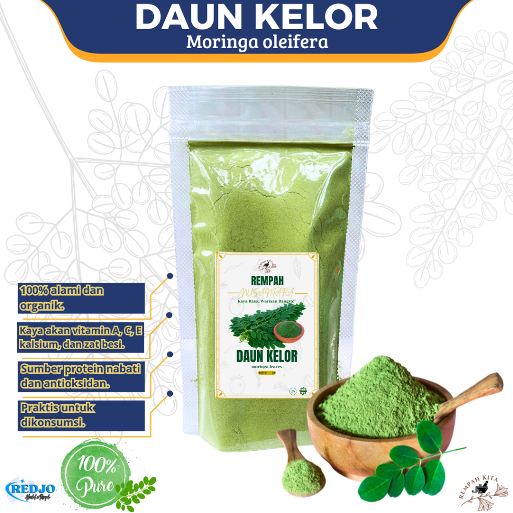 

Bubuk Daun Kelor Moringa Leaf Powder Organik Alami Tanpa Campuran Moringa oleifera 100gr