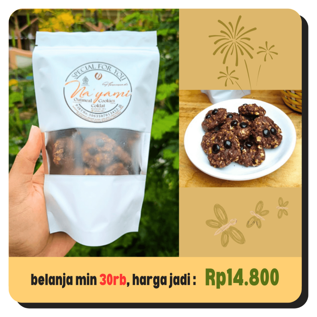 

Oatmeal Cookies Coklat 80 gram, Camilan Sehat dalam Kemasan Kekinian