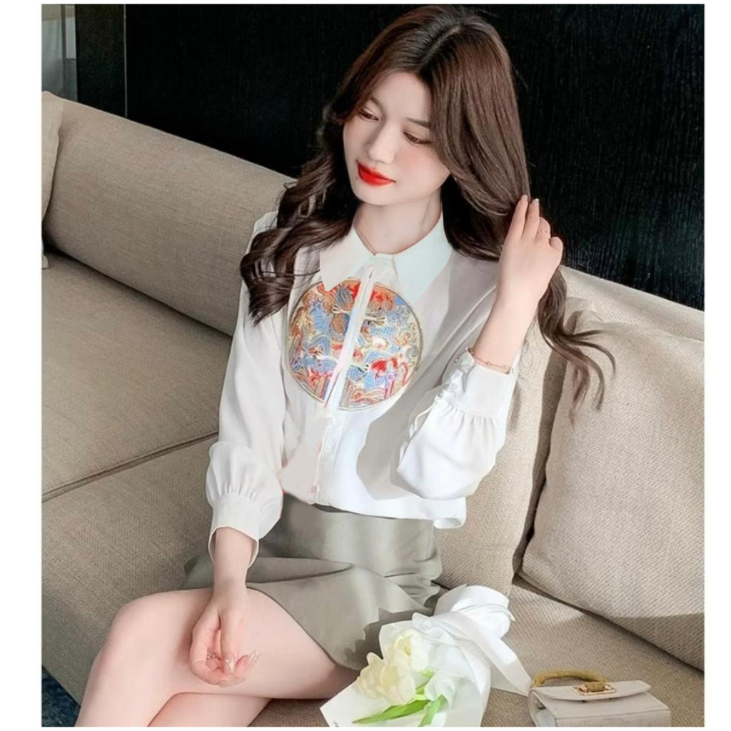 Kemeja Cheongsam Imlek Wanita / Atasan Qibao Konyen