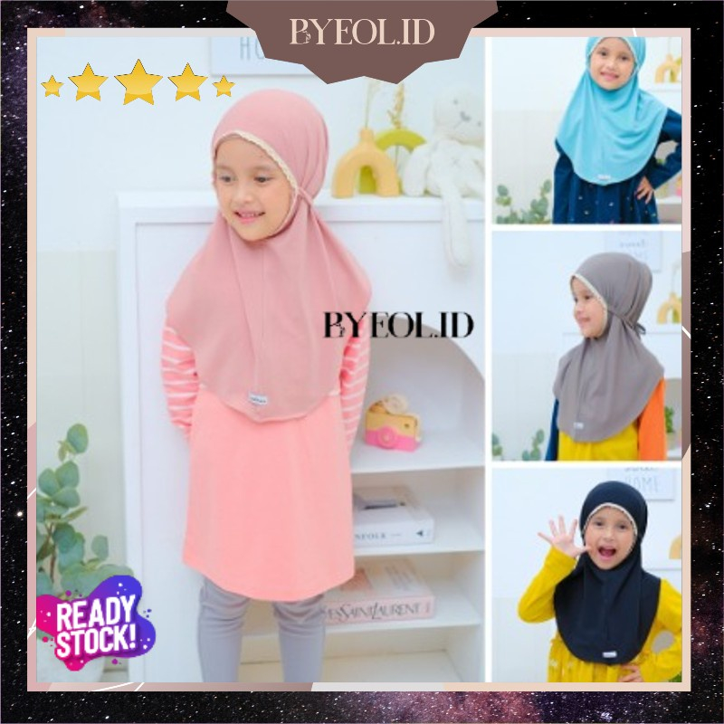 (BYEOL.ID) BYEOL-J028 Hijab Jersey Renda Anak Tanggung Usia 2-6 tahun bahan lembut Bergo Renda Anak 