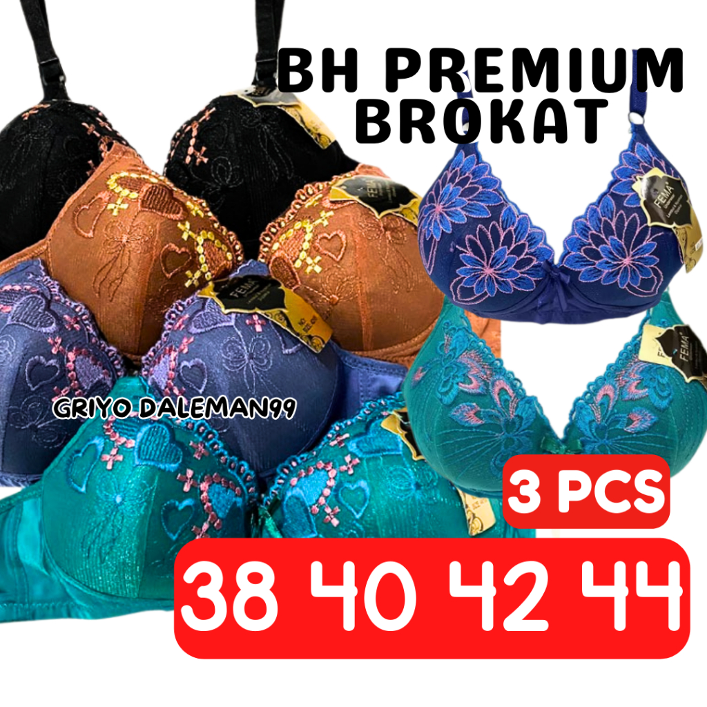 ISI 3 PCS FEMA BH Bra Bordir Brukat 371 Bordir Tanpa Kawat GRIYO DALEMAN99