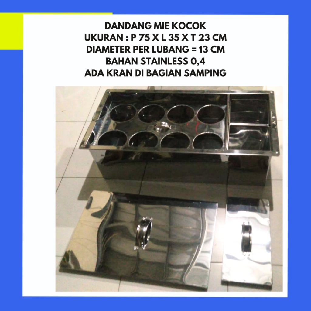Dandang Mie Kocok 8 Lubang Bahan Stainless BISA CUSTOM - Panci Mie Kocok - Panci Mie Ayam Stainless 
