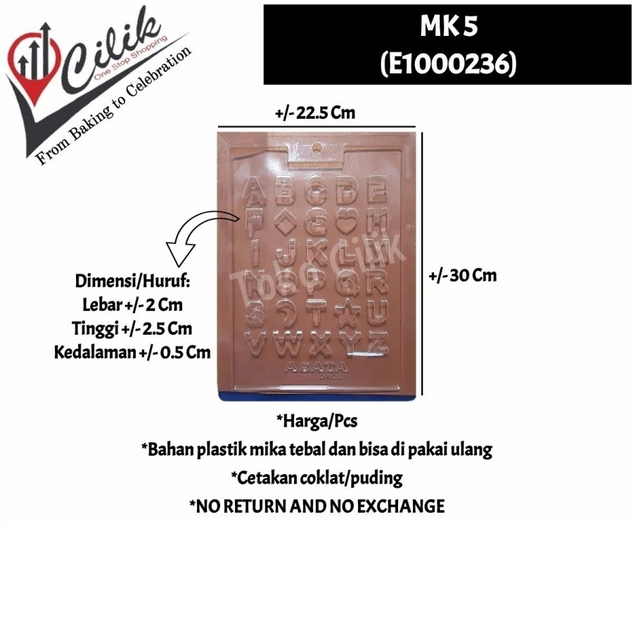 cetakan+plastik+MK 5+MK 4+MK 57+mold+coklat+puding+agar+huruf+abjad+ABC-Z