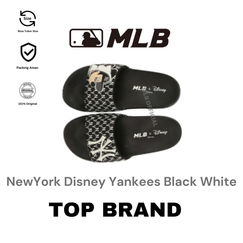 Sandal Slide MLB x Disney NY Yankees Black White