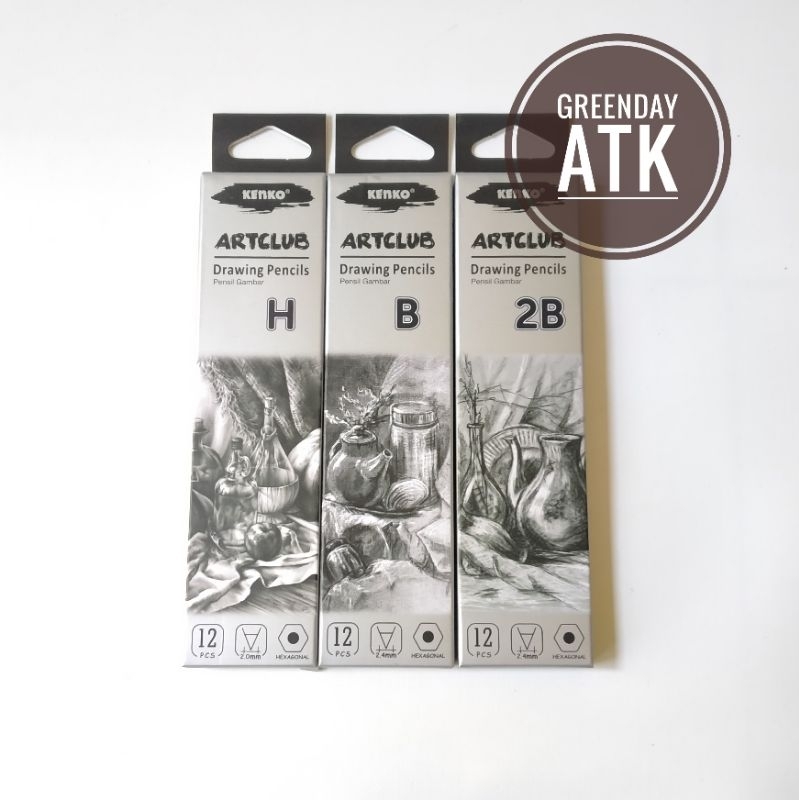 

Pensil Gambar KENKO Artclub Drawing Pencil H B 2B ( isi 12 pcs )