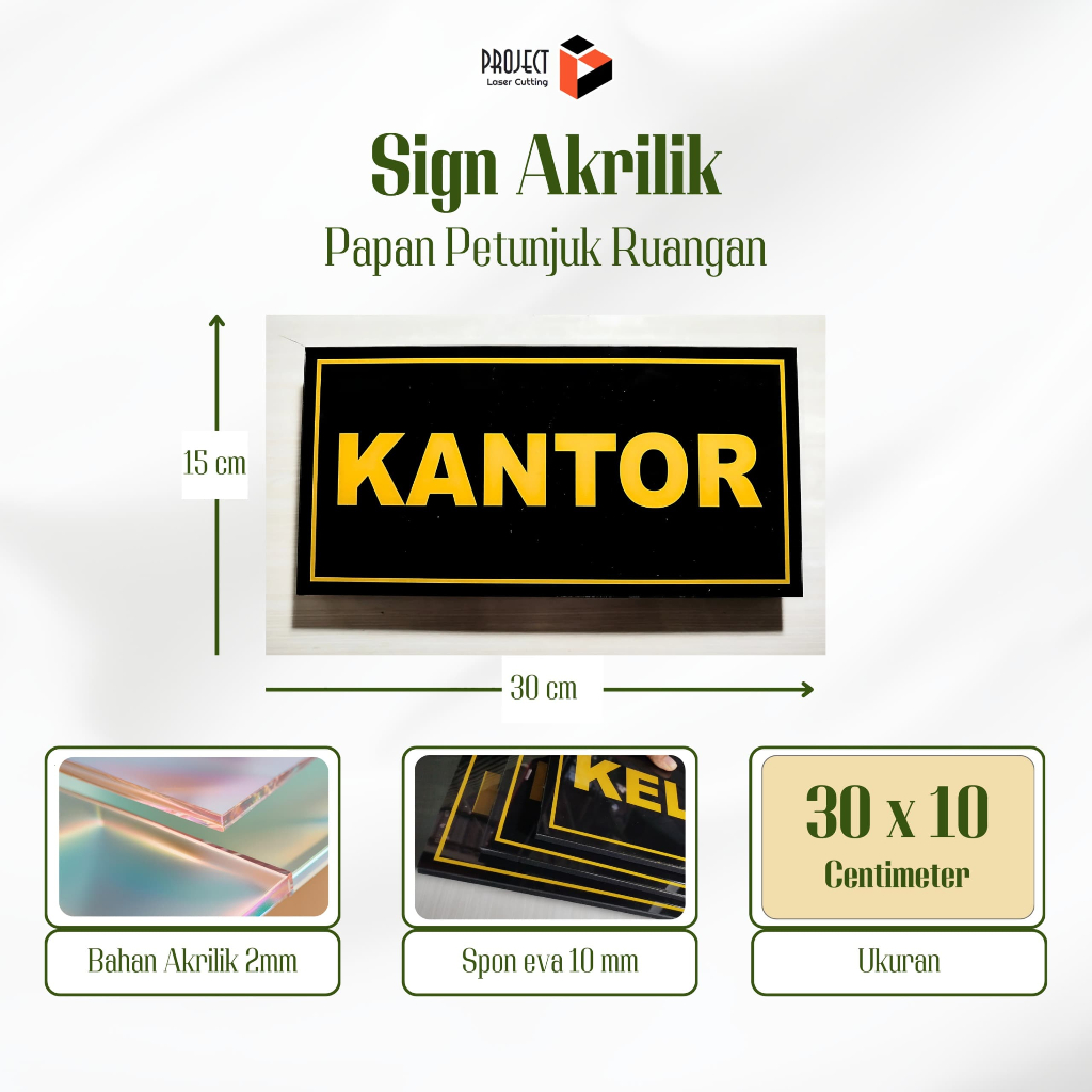 PAPAN NAMA KELAS AKRILIK 30X15CM /PAPAN PINTU KELAS