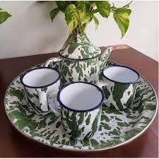 Teko Cangkir Piring Blirik - Mug Blirik Jadul Unik - Gelas Lurik Enamel