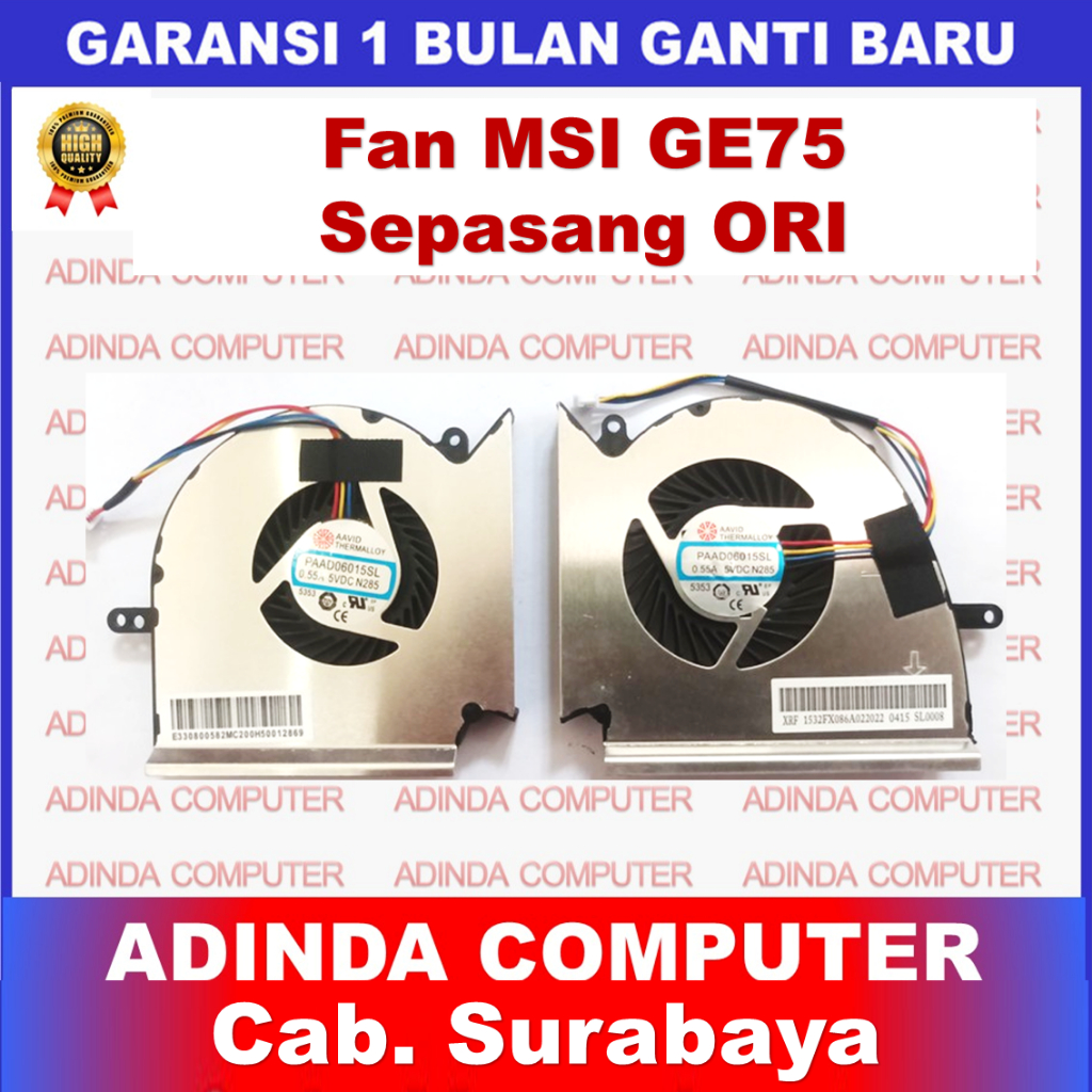Fan MSI GE75 GE73 GE63 MS-16P1 GP73 GL73 GE75 GP75 GL75 WE75 PAIR ORI