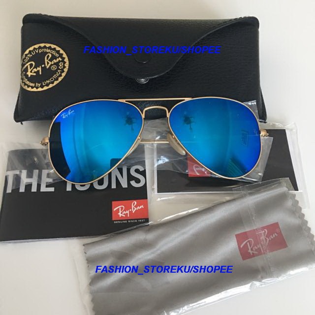 Kacamata Ray-Ban aviator rb3025 blue lens original