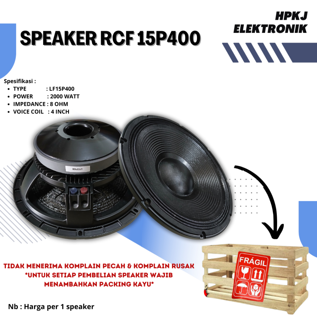 SPEAKER RCF LF15P400 SPEAKER KOMPONEN LF 15P400 15INCH COIL 4IN