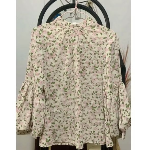 KOREAN BLOUSE FLORAL KEMEJA ATASAN WANITA