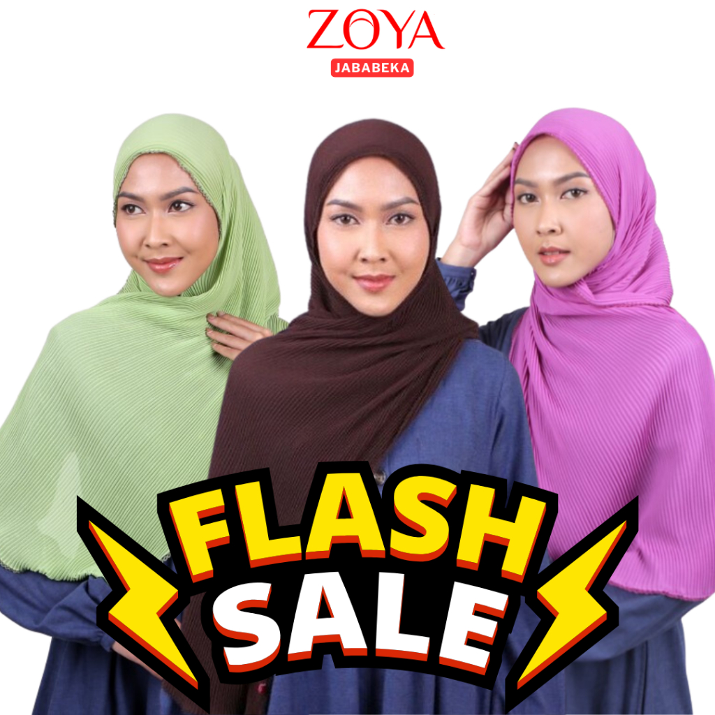 ZOYA Aretha Pashmina Plisket Polos - Kerudung Jilbab Hijab Pashmina Plisket Babydoll Selendang Insta