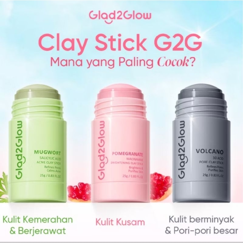Masker Glad2Glow Clay Mask Masker Wajah Salicylic Acid Anti Pores & Acne