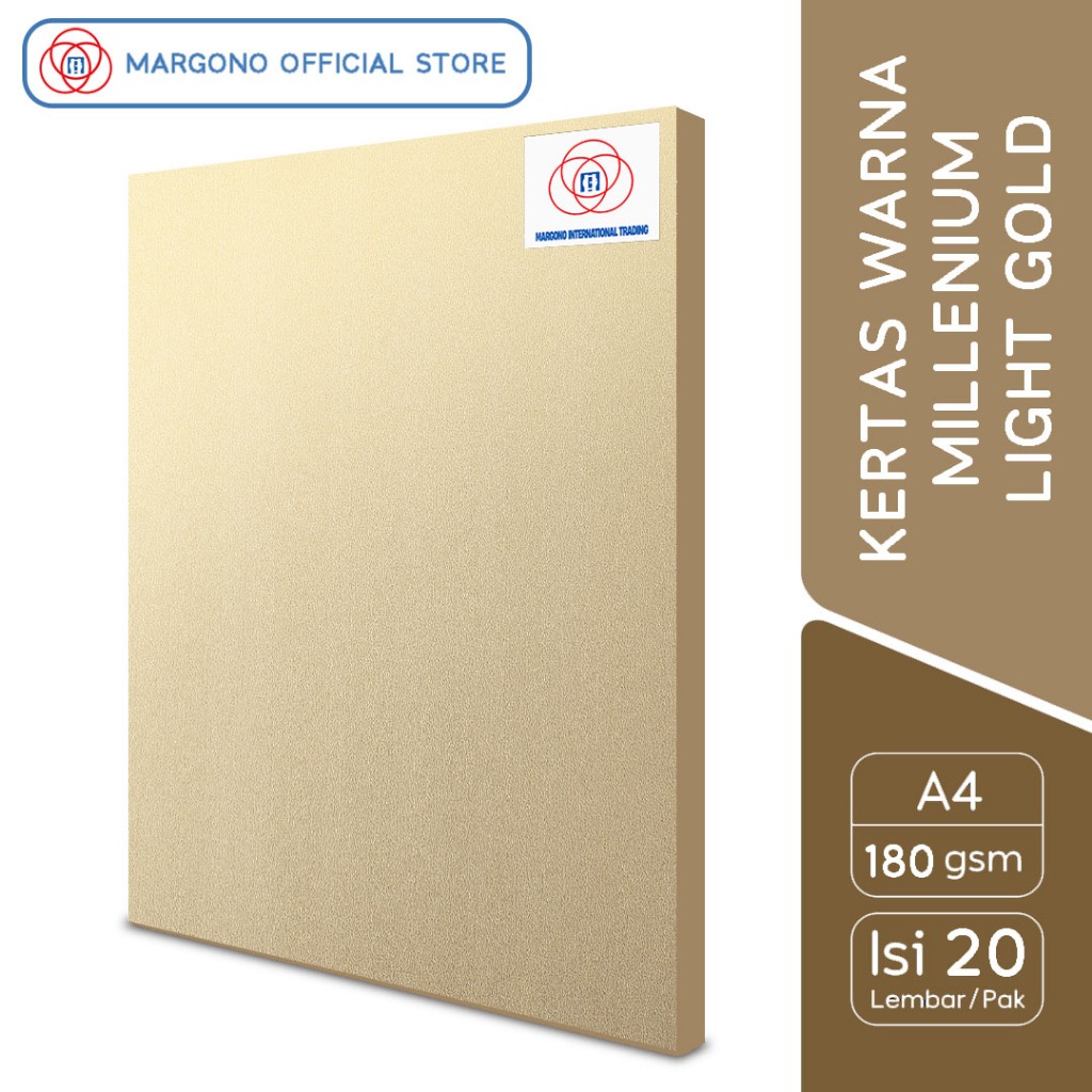 

Margono Kertas Warna A4 Millenium / Jasmine Gold 180 gsm - 20 Lembar