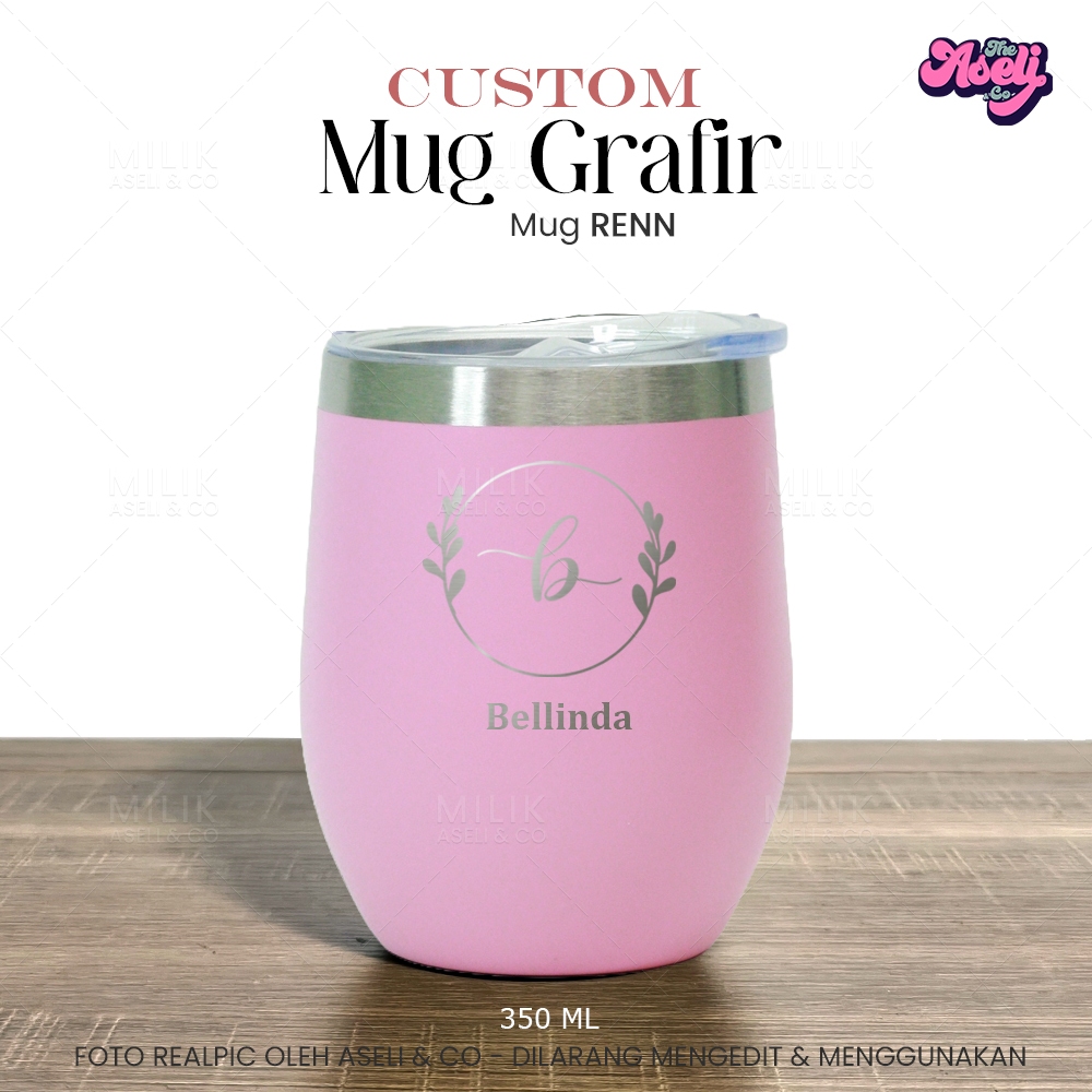 ASELI Mug Custom RENN Laser Grafir Nama/Logo/Karakter Souvenir Botol Minum Termos Air Panas Dingin