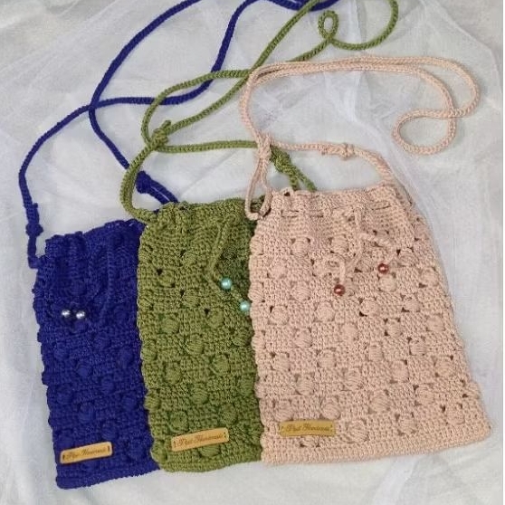 tas hp serut rajut/tas rajut hp handmade/tas hp rajut