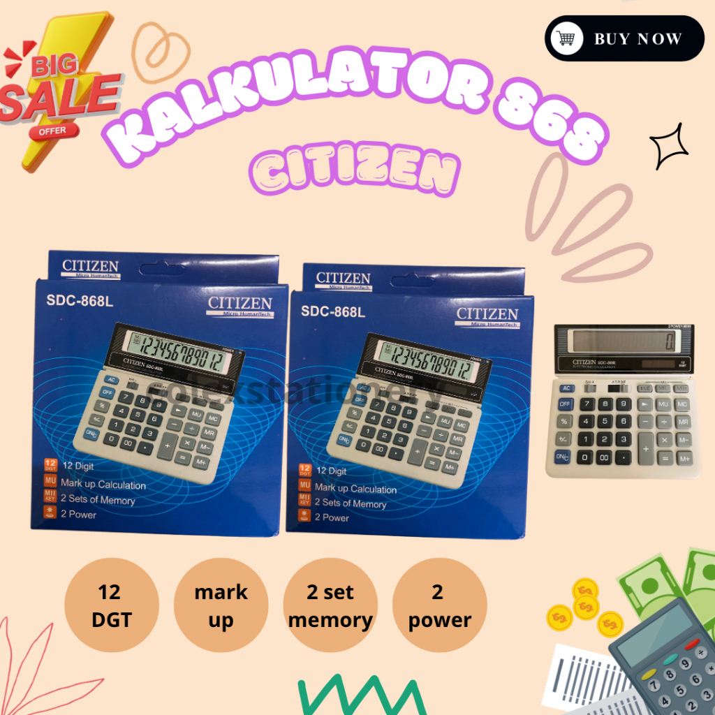 

Kalkulator Check Murah / Kalkulator Dagang Murah Mark Up Calculation 12 Digit 2 Power Ukuran Besar Citizen SDC-868L