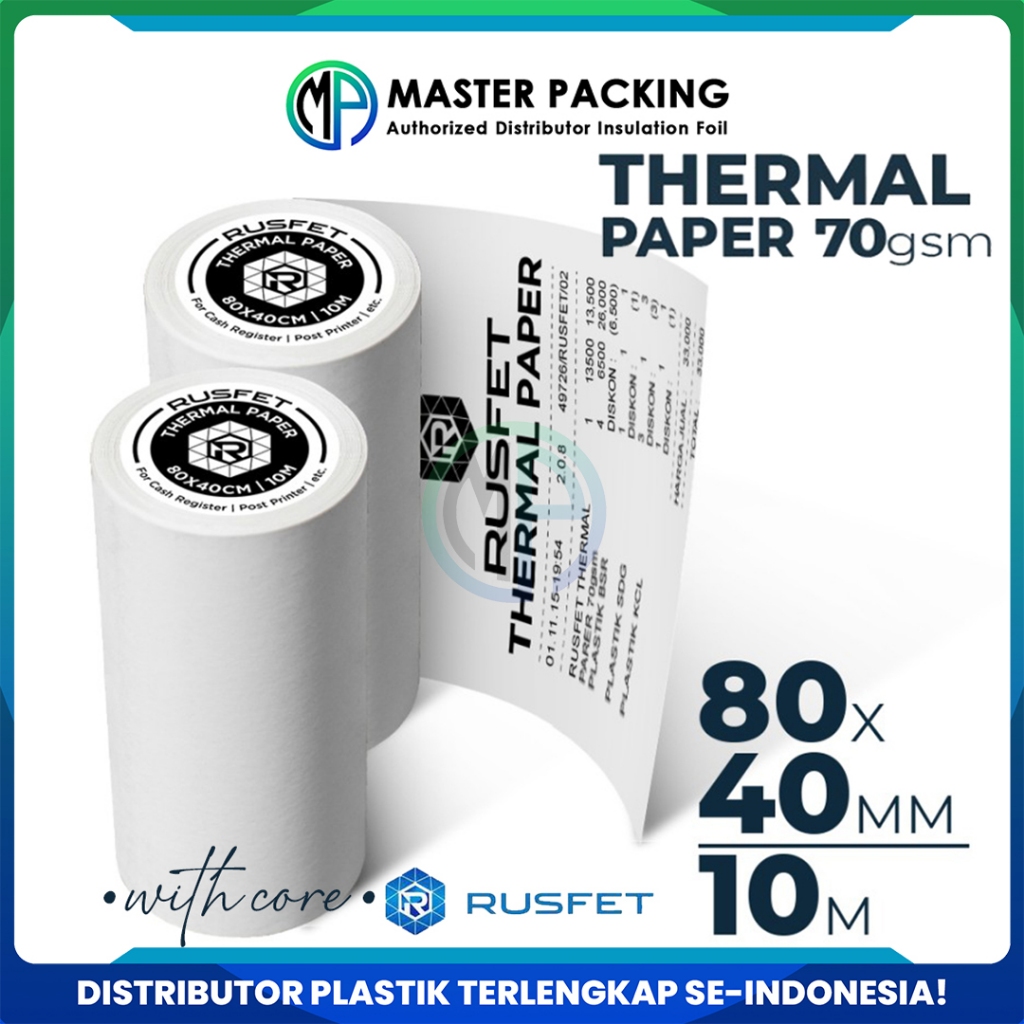 

Kertas Printer Thermal 80mm x 40mm / Kertas Termal Struk Kasir Barcode Mesin EDC POS Harga Satuan