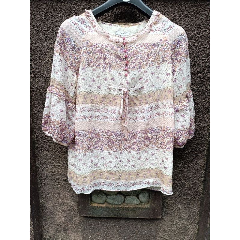 PRELOVED BLOUSE WANITA VINTAGE/BLOUSE SIFFON/BLOUSE MOTIF VINTAGE