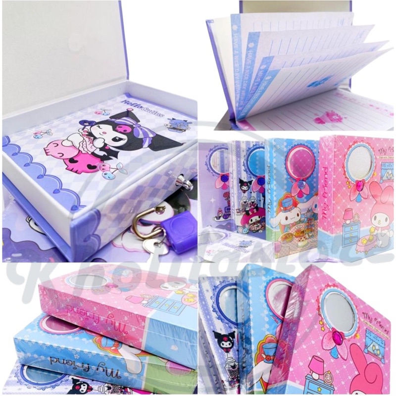 

Buku Daily Diary Kunci Box + Cermin / Buku Harian / Notes Anak Karakter