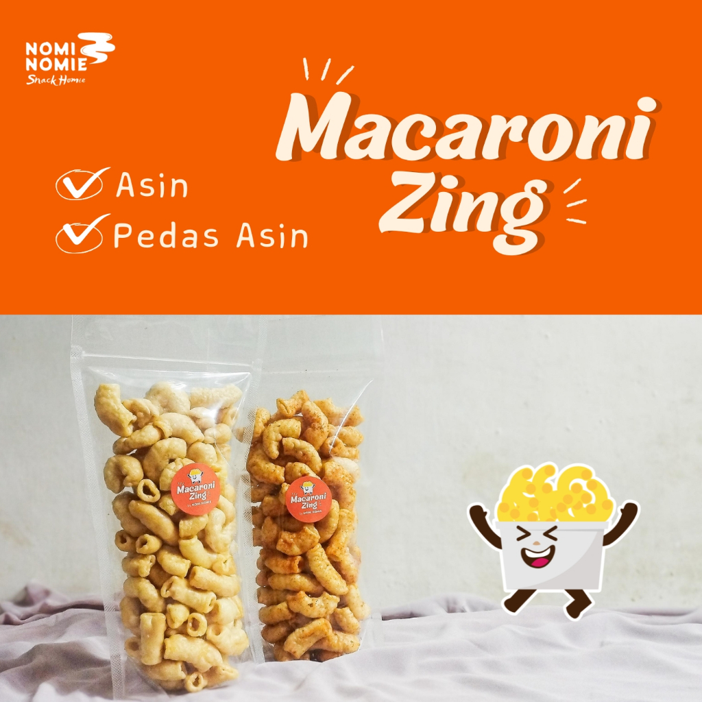 

Macaroni Zing by NomiNomie | Makaroni Besar | Jumbo | Asin | Pedas | Cemilan Kering