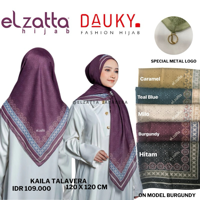 ELZATTA Kaila Talavera Scarf Motif - Fashion Wanita Muslimah - Hijab Jilbab Scarf Kerudung Segi Empa