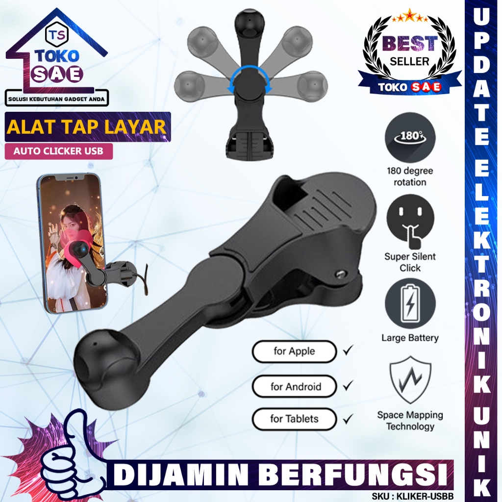 Auto Klik Like Live Otomatis Portabel Alat Tap Tap Screen Layar HP Otomatis Kecepatan Tinggi Smart A