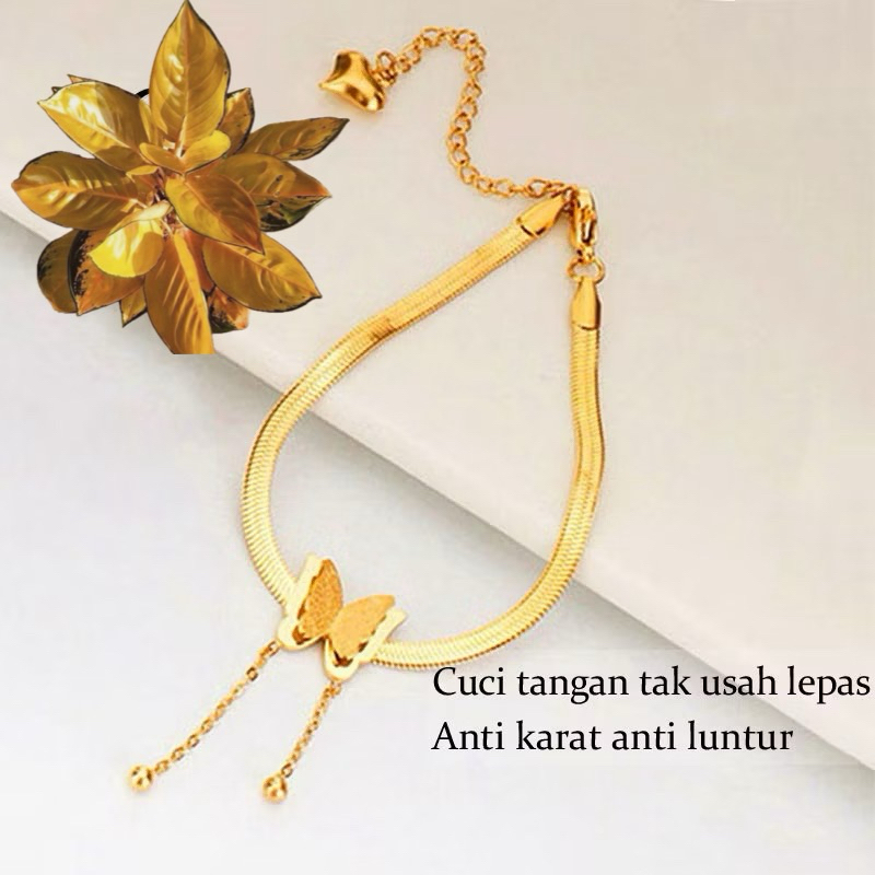 Gelang Wanita Titanium Lapis Emas 18k
