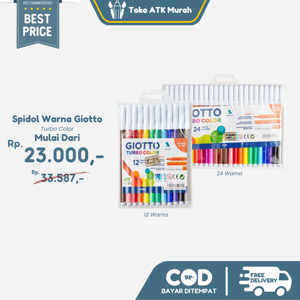 

Giotto Turbo Color 12 Warna ( Spidol ) / 24 Warna (Spidol)