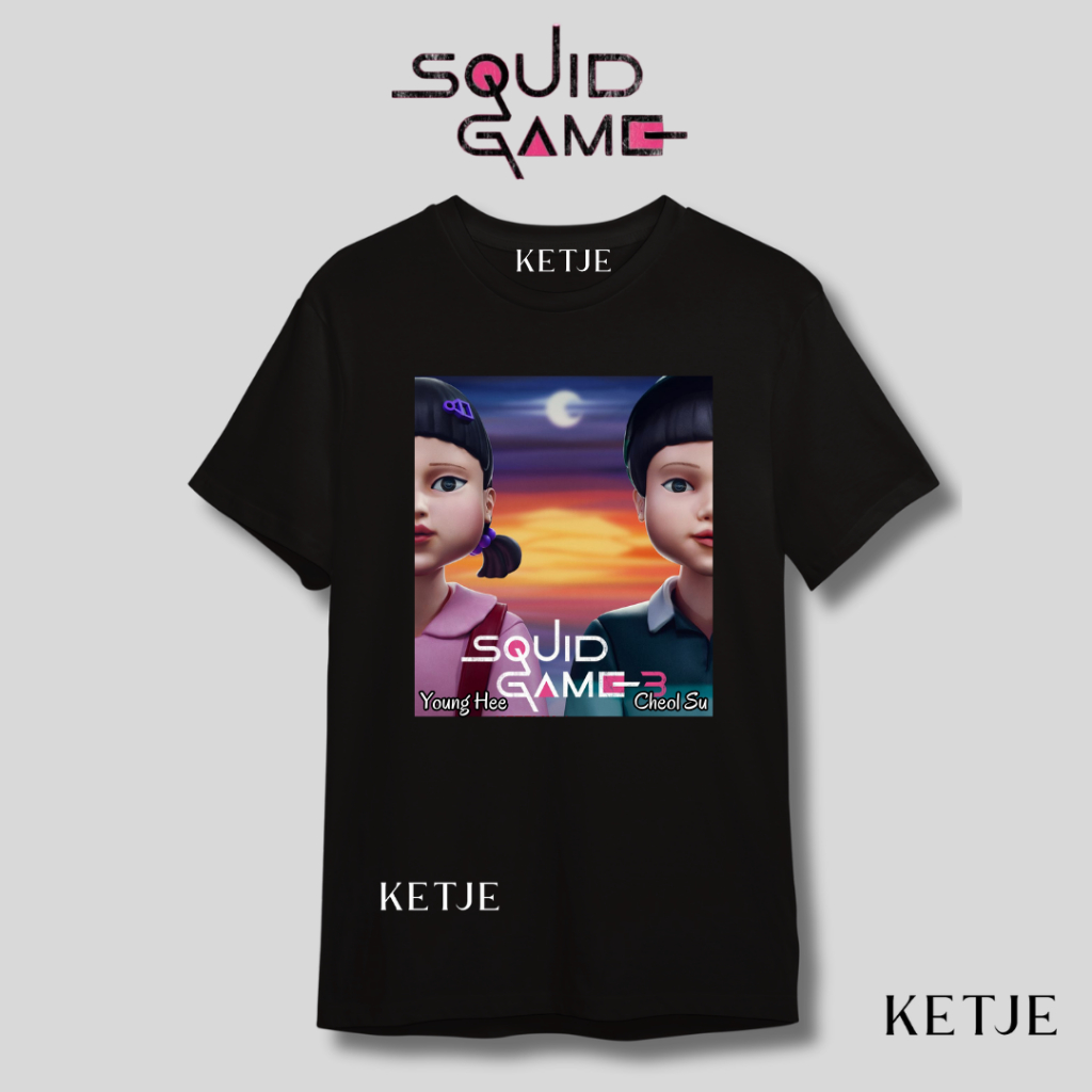 Kaos Baju Korea Kdrama Squid Game  Young Hee Cheol Su Jack & Jill / Kaos Baju Cast Squid Game Lee Ju