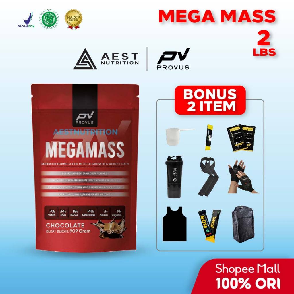 ORIGINAL Provus Mega Mass 2 lbs Susu Gainer Mass Protein Penambah Berat Badan