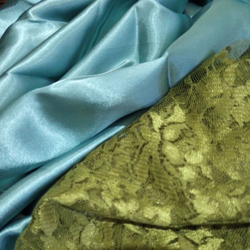 PL kain satin+brokat setelan/kain brukat setelan