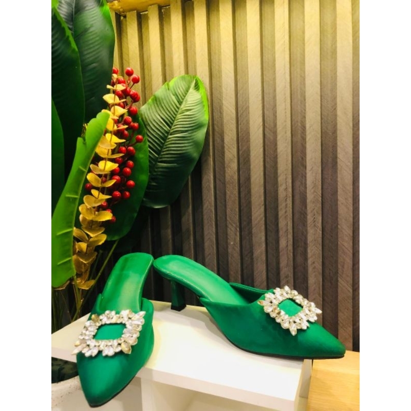 Sepatu wanita heels Hijau Botol
