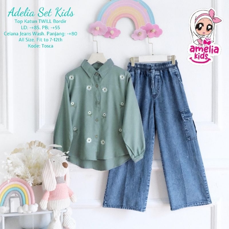 setelan anak kekinian 2in1 set kids // Adelia set kids ORI Amelia kids anak usia 8-12tahun