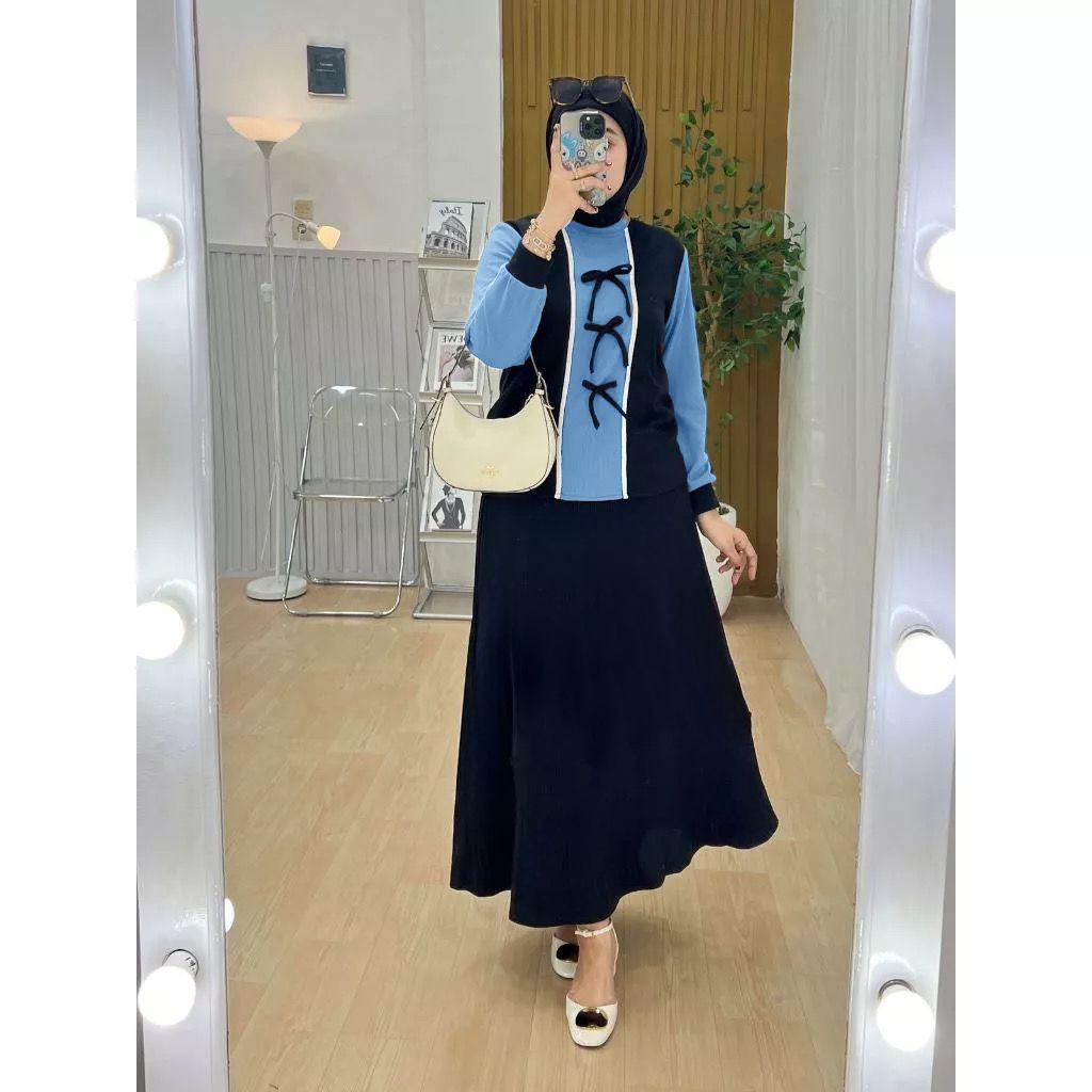 DACIKA SET ROK PITA CRINKLE AIRFLOW LD 110 // SETELAN ROK // ONE SET POLOS KOMBINASI OOTD KEKINIAN /