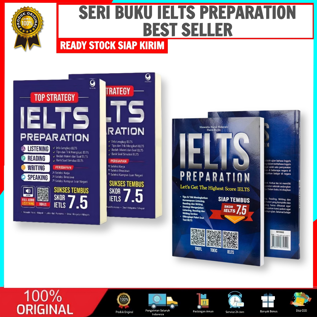 BUKU IELTS TOP STRATEGY IELTS PREPARATION LISTENING READING WRITING  SPEAKING, GRASINDO