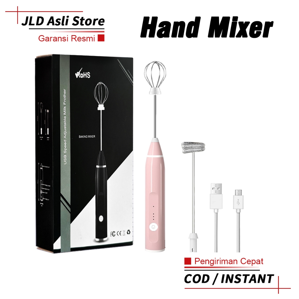 JLD Pembuih Susu Pengocok Telur Mini hand mixer Alat Kocok Telur Elektrik Handheld Blender Milk Frot