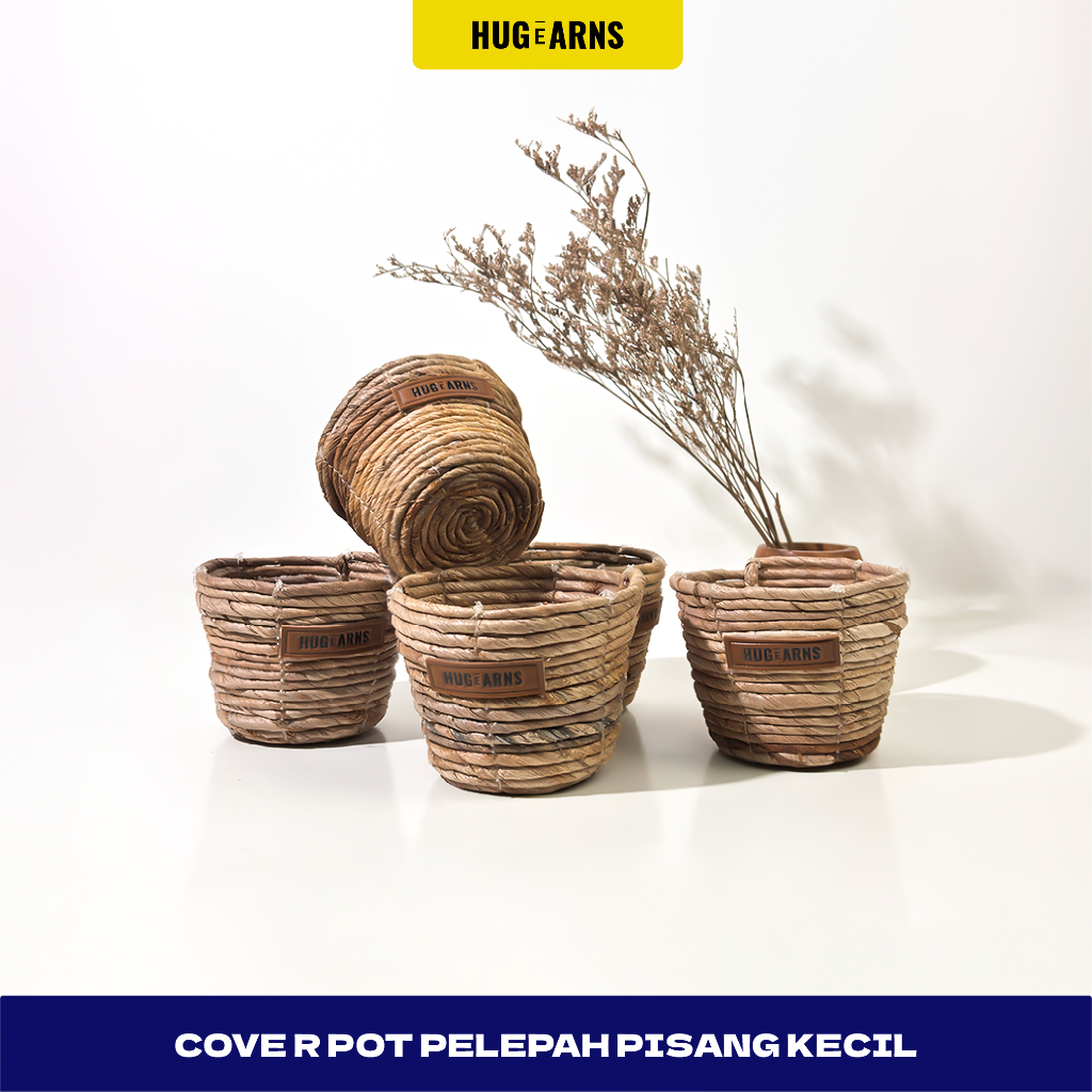 HUGeARNS - Cover Pot 1 Pelepah Pisang Leles Anyaman Aesthetic / Cover Pot Anyaman / Cover Pot Anyama