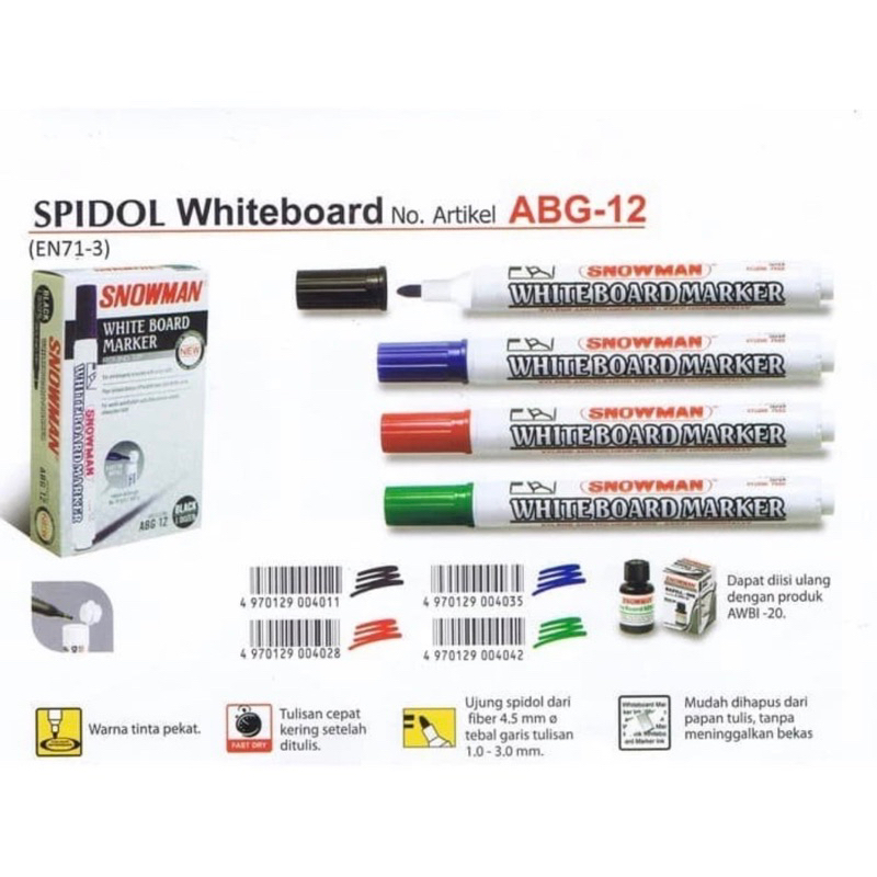 

Snowman Whiteboard Marker Spidol ABG-12