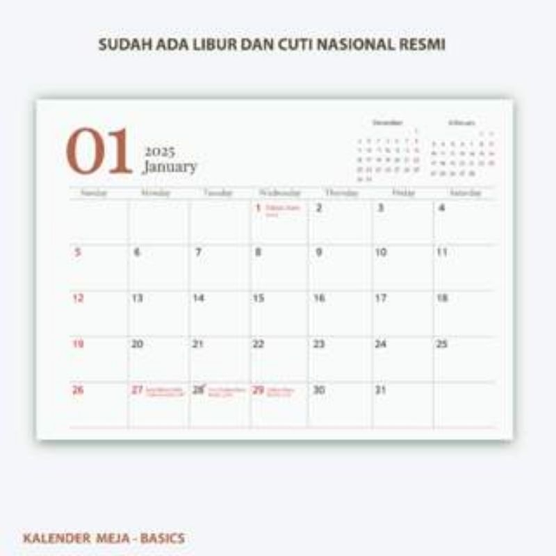 

Kalender Kertas Saja A4 Jumbo Premium Quality / Calendar Paper Only