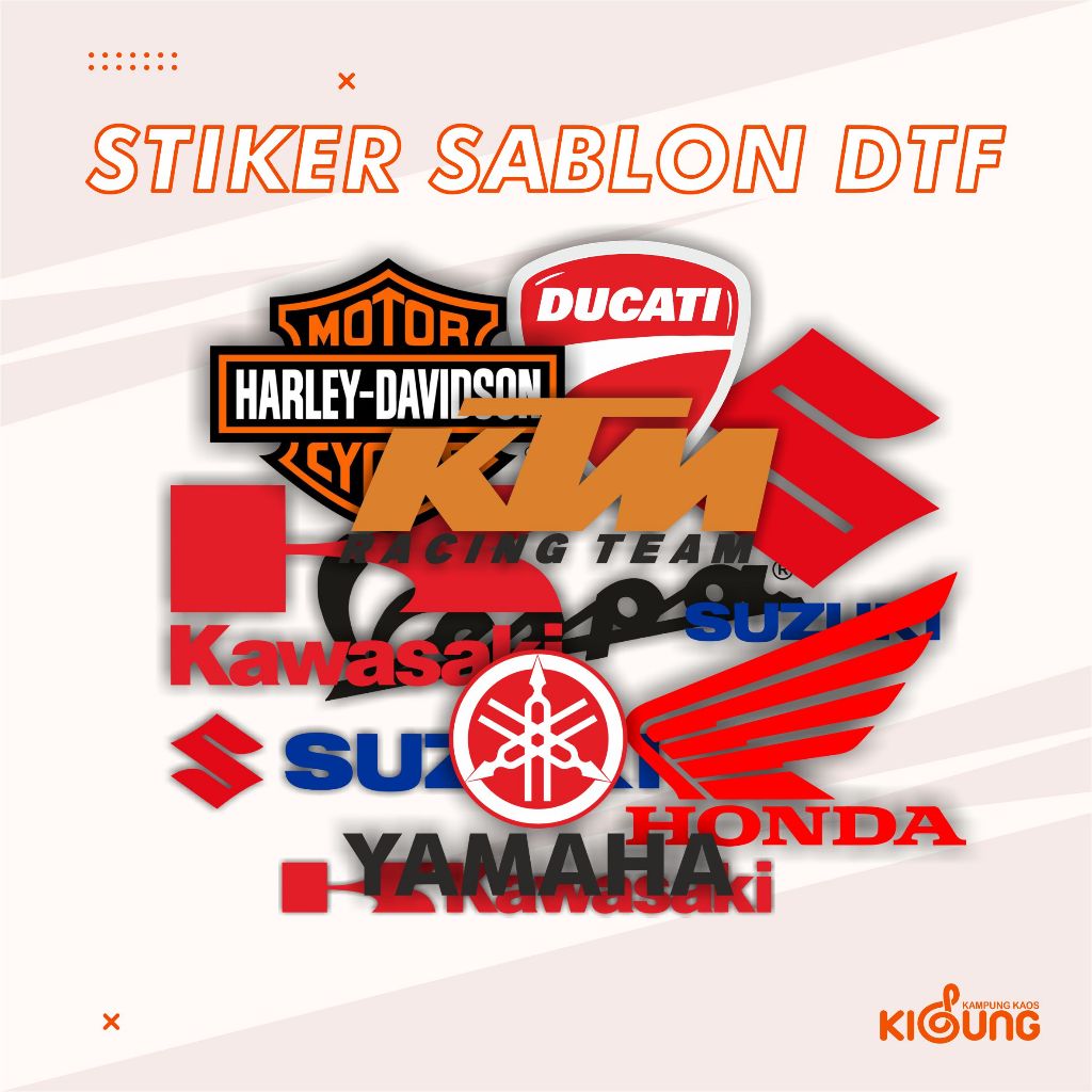STIKER SABLON BAJU Logo Setrika Patch cetak DTF Sablon setrika | LOGO Merk Motor