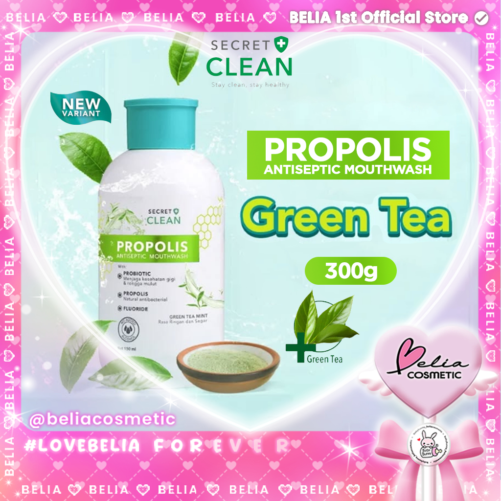 ❤ BELIA ❤ SECRET CLEAN Propolis Antiseptic Mouthwash Green Tea 300ml | Kumur Mulut