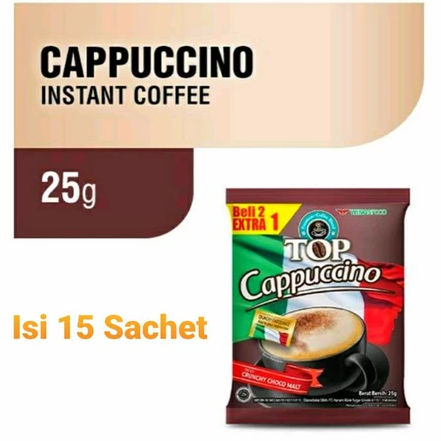 

Top Kopi Cappuccino Crunchy Choco Malt 1 Renceng isi 15 Sachet