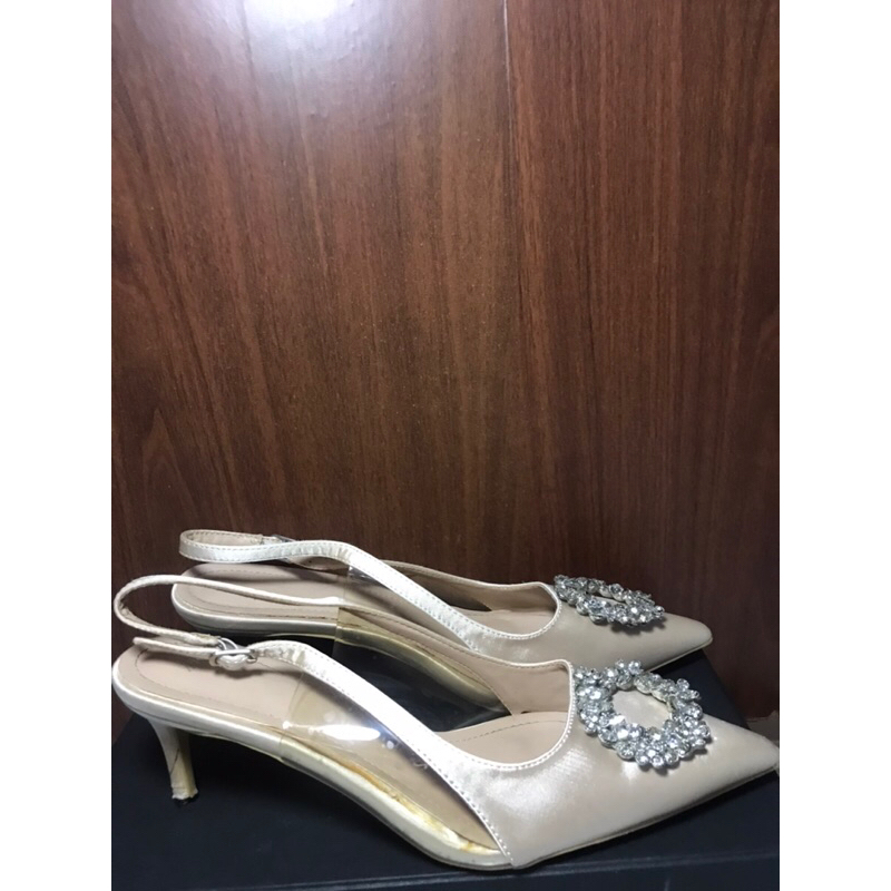 ZARA Heels Satin Ivory